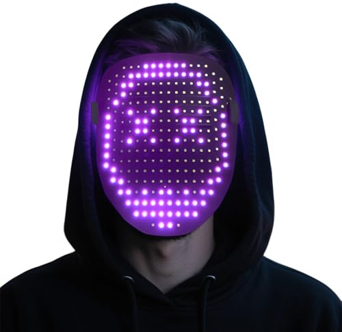 Afenau LED Mask with Gesture Sensing, Scary LED Halloween Mask, Light Up Mask with 50 Static and Dynamic Images, led masks, Led Face Mask for Halloween Face Masks for Men Women Kids
