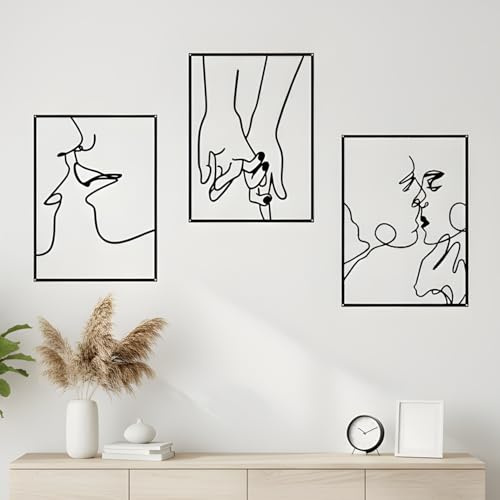 Wanddeko Metall 3 Stück Deko Wohnzimmer Modern Schlafzimmer Wandbilder | Wandskulpturen Wall Skulpturen Decor Wand Skulptur Metallbilder Wanddekoration für Flur Bedroom über Bett Badezimmer