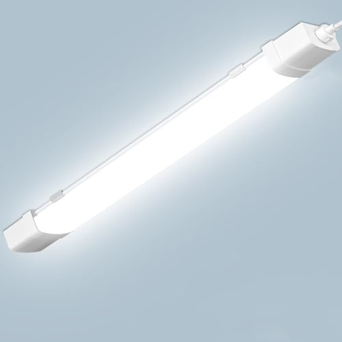 papasbox LED Feuchtraumleuchte 90cm mit Bewegungsmelder | Leuchtstoffröhre 30W Röhre Werkstatt Deckenleuchte Lampe | IP65 Wasserdicht 6500K Kaltweiß Leuchtstofflampe