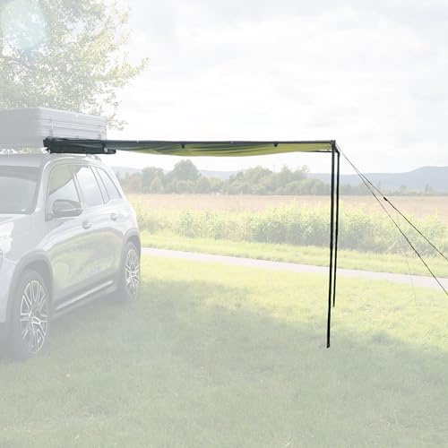 NATURBUMMLER Auto Markise wasserdicht [Shadow+] Ausziehbare Automarkise (2x2,5m) Sonnensegel UV50+ für Dachträger & Dachreling (3 Min Aufbau) Camping Zubehör Dachzelt Wohnwagen