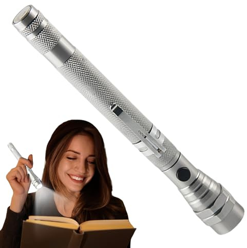 LED Magnetic Retractable Flashlight, Magnetic Pickup Tool with LED Light, Telescopic Torch with 360-Degree Swivel and Extendable Neck, Cool Technology Gadget for Men Christmas Birthday Stocking Filler