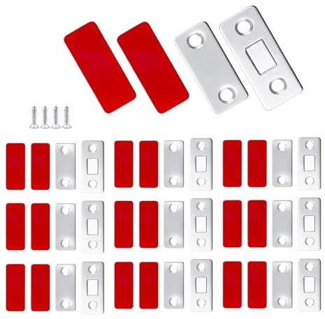 12 Pcs Ultra Thin Magnetic Door Catches | Self-adhesive, for cupboards, wardrobes, drawers, internal doors, includes screwdriver.