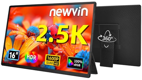 Newwin Portable Monitor 2.5K 16 HDR Vertical Portable Screen USB-C HDMI Small Monitor Extra Second Screen Computer Display Travel External Monitor for Windows Laptop PC MacBook Phone