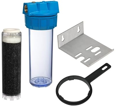Porte-filtre à eau 9 pouce 3/4-20/27F avec cartouche charbon anti goût et odeurs GAC, équerre et clé