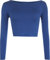 Womens Crop Long Sleeve T Shirt Ladies Short Plain Round Neck Top - Royal Blue - 12/14