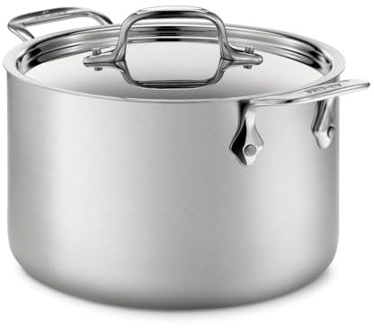 All-Clad D5 Suppentopf, 5-lagig, gebürsteter Edelstahl, 4 Liter, Induktion, Backofen, Grill, sicher, 600 F Töpfe und Pfannen, Kochgeschirr, Silber
