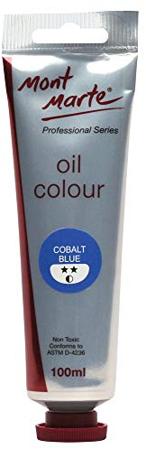 MONT MARTE Premium Oil Paint, 100ml (3.4oz), Cobalt Blue, Good Coverage, Excellent Tinting Strength