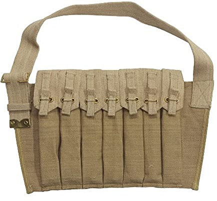 Warreplica WWII British Submachine Sten Seven Pocket Magazine Bandolier/WWII STEN 7 Pocket Ammo Magazine Bandoleer / 7 Cell Sten Bandolier – Reproduktion – Khaki