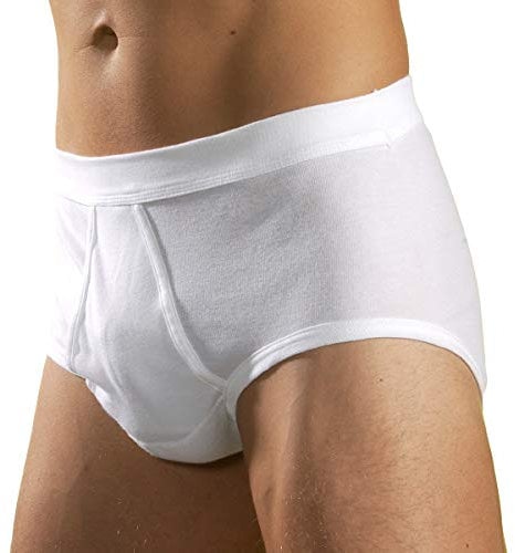 HERMKO 3240 Pack of 3 Men's Y-Fronts fine-Ribbed, Made of 100% bio-Cotton, Many Colours, Size:Medium, Mehrfarbig (Sortimente):White