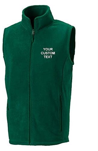 Star and Stripes (L) 8720M Personalised Outdoor Fleece Gilet, Custom Text on Gilet Bottle-Green Front Print Large