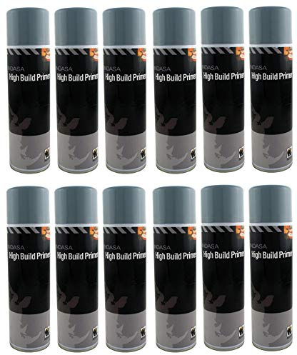 INDASA 12 xIndasa Grey High Build Acrylic Based Primer 500ml Aerosol Excellent Adhesion