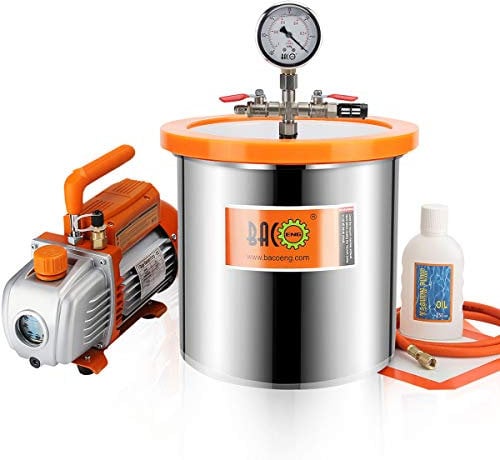BACOENG 12 Liters Vacuum Chamber Kit with 3 CFM Single Stage Vacuum Pump, 3 Pin UK Plug