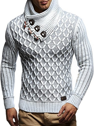 Leif Nelson Maglione da uomo a maglia con collo sciallato, slim fit, invernale, estivo, moderno, da uomo, nero, pullover, maglietta a maniche lunghe con colletto, da uomo, felpa con cappuccio in lana