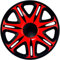 J-Tec Juego de 4 Tapacubos Nascar 13 Pulgadas Negro/Rojo
