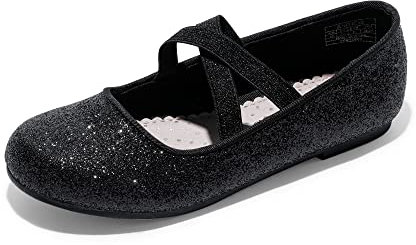 DREAM PAIRS Girl's Ballet Flat Kids Mary Jane Flower Dress Shoes for Wedding Party,Size 11 Little Kid,Black,Angie-2