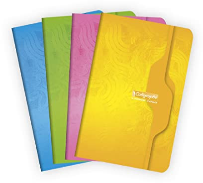 Calligraphe 70C Lot de 10 Carnets Agrafés (une Marque de Clairefontaine) - 11x17 cm - 96 Pages Petits Carreaux - Papier Blanc 70 g - Couverture Carte Recyclée Vernie - Couleurs Aléatoires