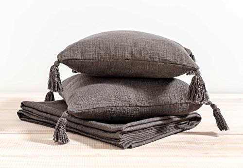 nielsen Home Set, 1x Wohndecke Avivo 150x200cm + 2X Kissenbezüge Zoe 45x45cm, Dunkelgrau