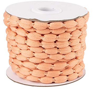 Ideen mit Herz Pompon-Band auf Rolle | Ø 1 cm | 10 m lang | Bommelborte, Pom-Pom-Band | Ideal zum Basteln und Nähen (apricot)