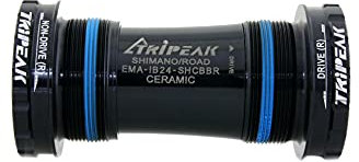 TRiPEAK Englisches Tretlager für Shimano Hollowtech II 24 mm Spindel-Kurbelsatz, Keramik-Kugellager, Road (68 mm), schwarz [BSA]