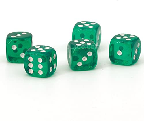 XL Würfel (20mm) in grün transparent/weiße Punkte - Made in Germany - WeLoveBeads - 5 Stück