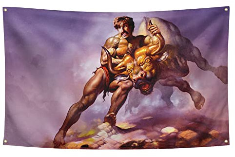 Bull by The Horns Dodgeball White Goodman Malerei authentische Flagge 90 x 150 cm Polyester Banner Wohnheim-Banner mit vier Messingösen für College Party Innen- und Außendekorationen