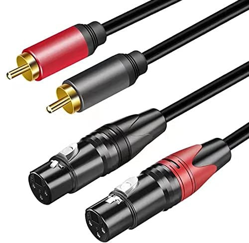 belipro Cable doble hembra XLR a RCA de 50 pies, resistente, 2 XLR hembra a 2 RCA macho, cable de conexión de audio estéreo HiFi