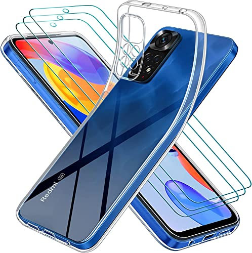 ivoler Hülle für Xiaomi Redmi Note 12 Pro 4G / Redmi Note 11 Pro 4G / 5G / Note 11E Pro 5G, mit 3 Stück Panzer Schutz Glas, Transparent Stoßfest TPU Silikon Schutzhülle Durchsichtige Handyhülle Case