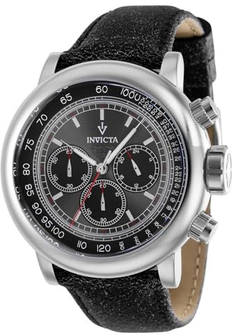Invicta Vintage 39032 Herren Uhr - Wasserdicht - Analog - Quarzuhrwerk - Edelstahl mit grauen zifferblat - 48mm