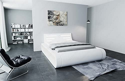 Sofa Dreams Wasserbett Sorano mit beheizbarer Wasserbettmatratze und kompletter Technik LED Beleuchtung 140x200 160x200 180x200 200x200 200x220 (200 x 200 cm, White)