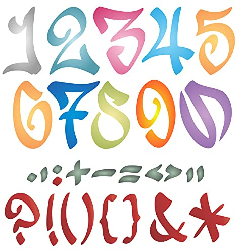 3,8 cm Graffiti-Zahlen-Schablone, 11,5 x 11,5 cm (S) – Straßen-Graffiti-Zahlen, Satzzeichen, Straßen-Vandle-Stil, Alphabet-Buchstaben, Skript-Schablonen für Malvorlage