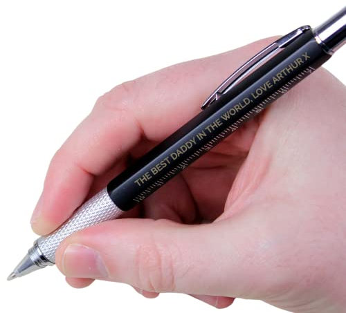 GAF Personalised Multi Tool Pen for Men, Enter Custom Message - 7 in 1 Multitool Pen with Ball Point Pen, Spirit Level, Ruler, Screwdriver, Screen Stylus