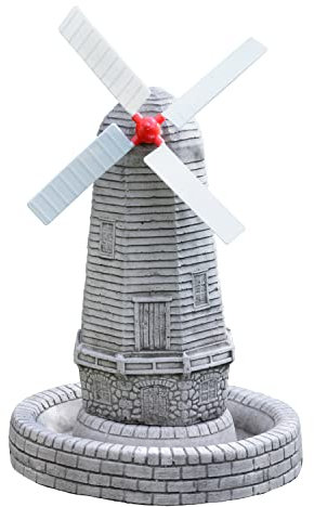 ONEFOLD Windmill Garden Ornament, Giant Outdoor Garden Feature, Large Stone Sculpture, Bird Bath and Feeder, Water Basin