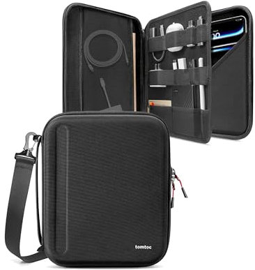 tomtoc Portfolio Tablet Bandolera para 13 Pulgadas iPad Pro M4 2024 & iPad Air M3/M2 2025-2024, 12,9 iPad Pro 6/5/4 M2&M1, Funda Bolsa Rígida para para Magic/Smart Keyboard/Accesorios