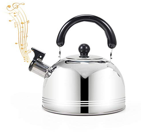 Flötenkessel Wasserkessel,Gas Wasserkocher 2/3L Wasserkessel aus rostfreiem Edelstahl mit Griff Teekessel,Edelstahl Flötenkessel für viele Herdarten, Grill, Camping Gasbrenner und offenes Feuer (3 L)
