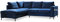 MIUFORM Ecksofa mit Schlaffunktion, Lofty Lilly Wohnlandschaft L-Form, Couch L Form Wohnladschaft mit Schlaffunktion Schlafcouch, Samt-Stoff Metallfüße (Navy blau, Links ausgerichtet)