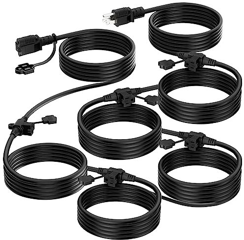 K KASONIC - Outdoor Extension Cord 50 FT, Evenly Spaced 6 Outlets Plugs, 16/3 SJTW Weatherproof Multiple Outlets Wire for Landscaping Light, Holiday Decoration and Christmas, ETL Listed, Black
