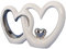 Lifestyle & More Moderne Skulptur Dekofigur in Form von Zwei Herzen aus Keramik weiß/Silber 19x13 cm