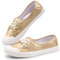 Harvest Land Womens Canvas Shoes Ladies Fashion Plimsolls Soft Trainers Low Top Slip on Sneaker Gold 4