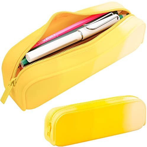minimaliving Astuccio in silicone colorato impermeabile, leggero e portatile, elegante e piccolo materiale scolastico per studenti universitari, ragazze, ragazzi e adulti (giallo)