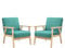 Mingone 2er Set Sessel Gepolsterter Cocktailsessel Skandinavischer Stil Loungesessel Modern Einzelsofa Massivholz für Wohnzimmer Schlafzimmer ，Grün