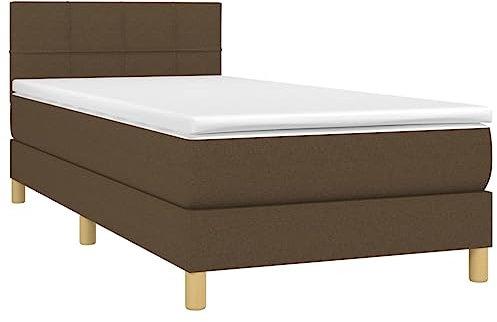 vidaXL Boxspringbett mit Matratze Bett Polsterbett Einzelbett Bettgestell Hotelbett Bettrahmen Lattenrost Schlafzimmerbett Dunkelbraun 100x200cm Stoff