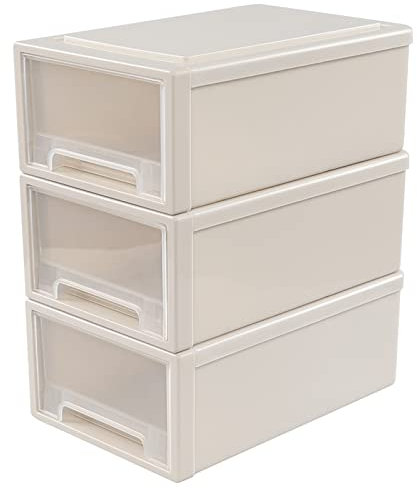 Ikando Kunststoff-Organizer, 3 Schubladen, Kommode, 7 L, Stapelbarer Tisch-Organizer