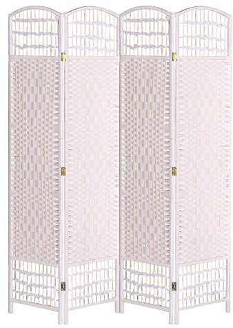 INMOZATA 4 Panel Room Dividers Free Standing Hand Made Wicker Folding Screens and Room Dividers Room Divider Screen for Office Bedroom Living Room