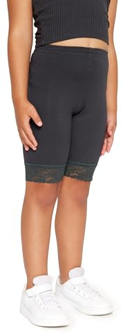 Merry Style Mädchen Kurze Leggings mit Spitze Mädchen Leggings aus Viskose MS10-434 (Graphite, 146)