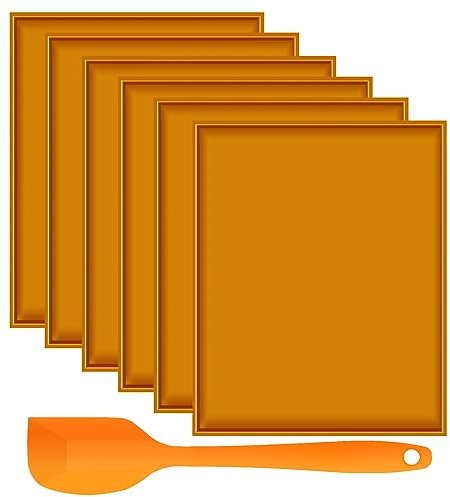 6PCS Silicone Dehydrator Sheets - Nonstick fruit leather trays for dehydrator with Silicone Scraper Compatible with Cosori CP267-FD High Temperature Resistance Reusable for Fruits Meat Vegetables