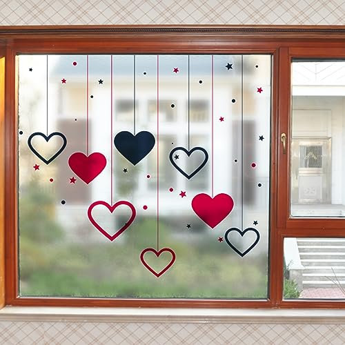 Vinilos para Cristales Amor Rojo Azul Vinilo Adhesivo Estático Reutilizar Vinilo Ventana Protector Privacidad Vinilo Cristal para Puertas Bano Oficina Vinilo Adhesivo Cristal 4P/58x60cm