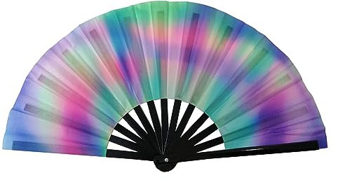 Large UV Glow Fan Rave Fan Folding Hand Fan for Women/Men,Rave Hand Fan Festival Fan Folding Fan Handheld Fan Dance Fan for EDM,Music,Festival,Club,Freaky,Party,Dance,Performance,Decoration,Gift