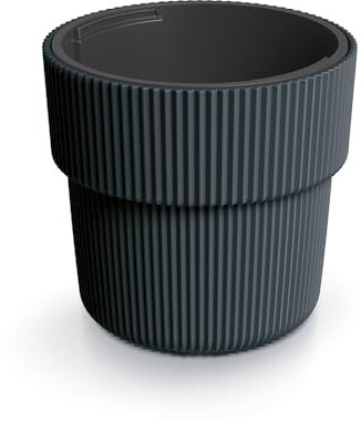 Tymar Vaso da fiori con inserto, vaso da fiori in plastica, fioriera, vaso per piante grande(DBMIR Antracite,ø 30 cm)
