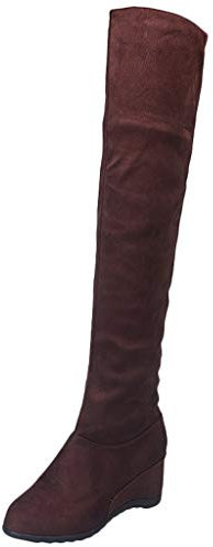 Stivali lunghi sopra il ginocchio alla moda da donna con zeppe scarpe da uomo slip on taglia 11, Marrone, 39 EU