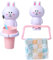 Jauhmui Zahnputzbecher Handtuchhalter Set für Kinder, Cartoon Tiere Zahnbürstenhalter, Zahnbürstenhalter ohne Bohren,Reinigungsmittel Für Babys (Kaninchen)